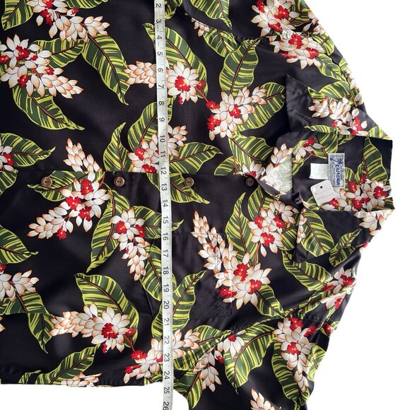 Mens L HAWAIIAN SHIRT original Kalakaua HANA Black Aloha Travel w front Pocket. - Picture 6 of 11